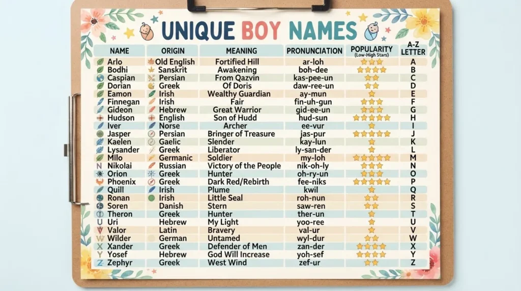 Most beautiful unique boy names