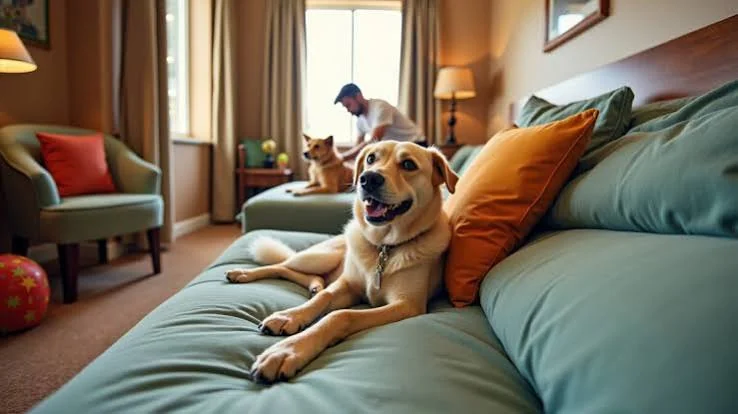 dog names inspiration featuring a dog resting comfortably with its owner