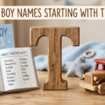 Featured image for J girl names, showing a wooden letter J with jasmine flowers and a baby name book