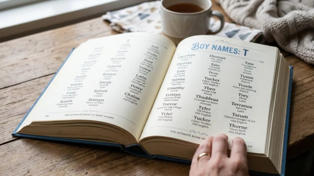 Nursery decor representing classic boy names that start with T.