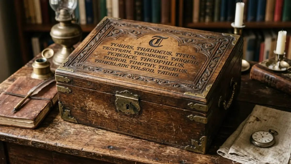 Antique heirloom representing rare and old-fashioned boy names that start with T.