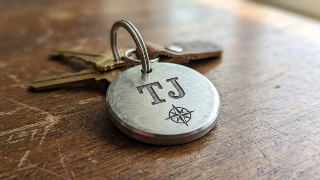 Engraved keychain representing a nickname for a boy name that starts with T.