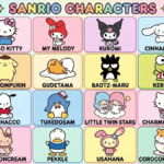 Hello Kitty and Sanrio character lineup on a pastel background