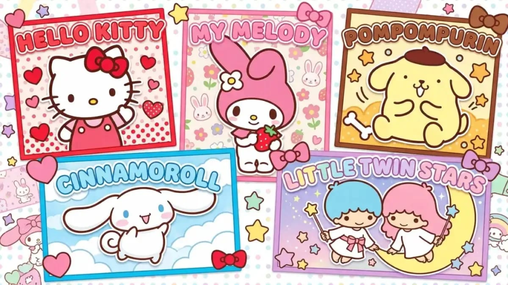 Hello Kitty Character names grouped with Mummy, Dear Daniel, and Charmmy Kitty
