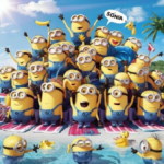 Group of yellow Minions wearing blue overalls and goggles"