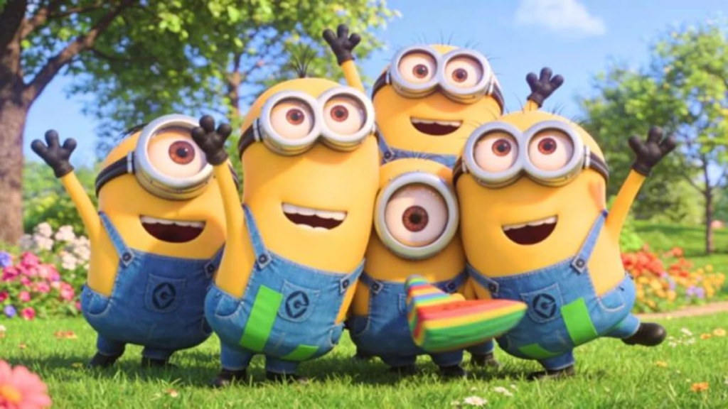 Kevin, Stuart, and Bob the three main Minions names standing together