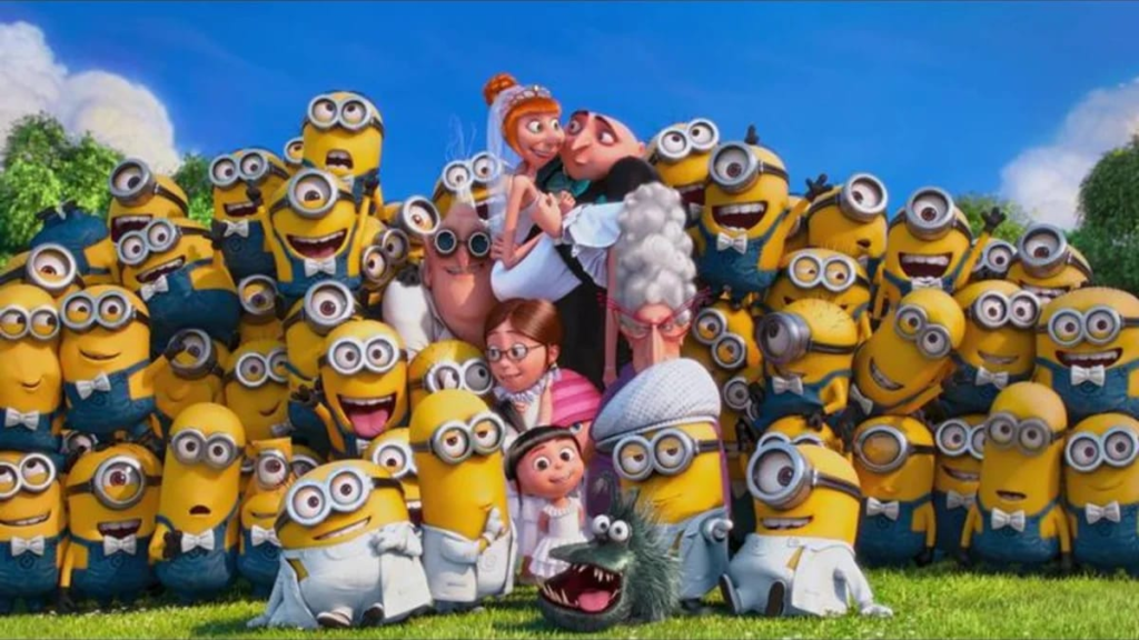 Collage of supporting Minions names characters from Despicable Me"