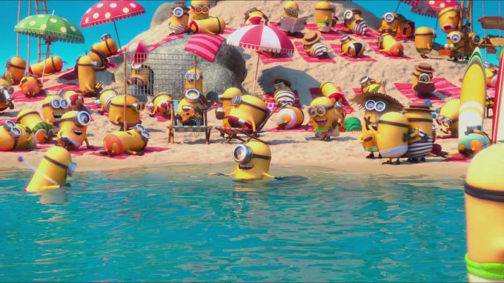 Minions names characters lined up showing different hairstyles and body shapes