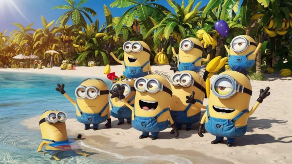 Child playing with yellow Minion toy figures