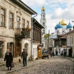 Traditional Russian names Orthodox church with colorful domes