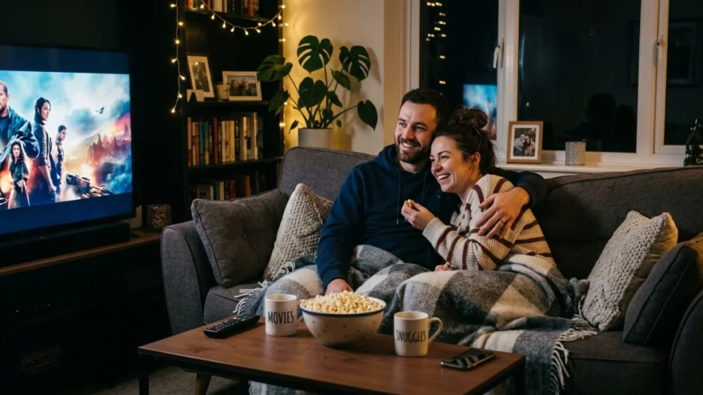 Couple watching a movie — pop-culture cute pet names for girlfriend