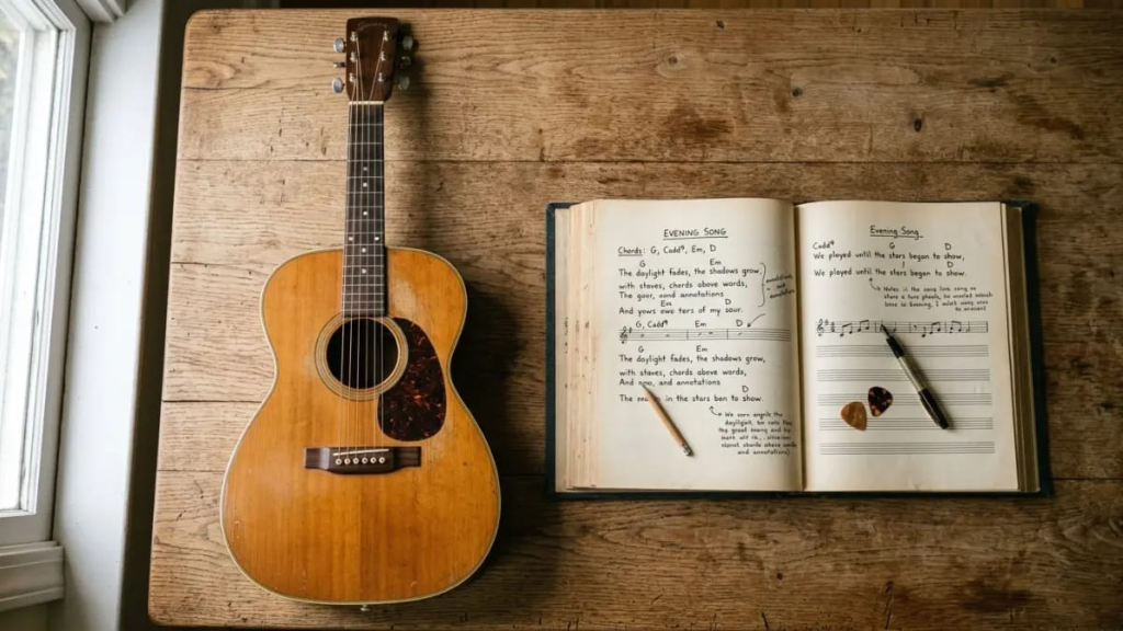 Guitar and book — hobby-based cute pet names for girlfriend