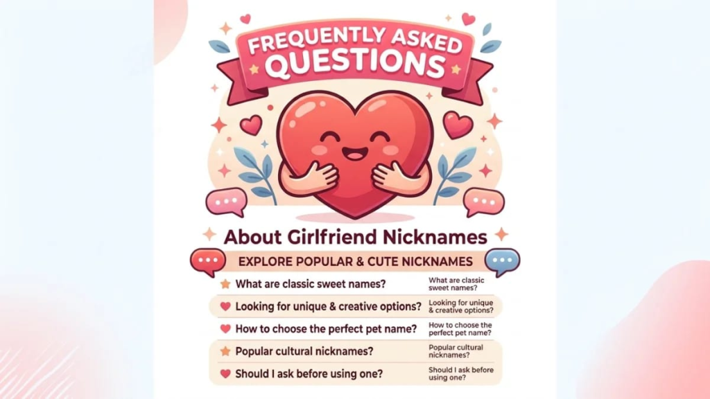 Heart icon introducing FAQs about cute pet names for girlfriend