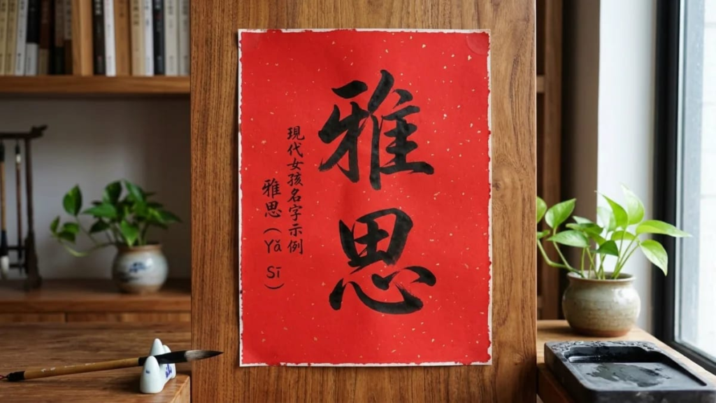 Two Chinese characters written on red paper, an example of modern Chinese girl names