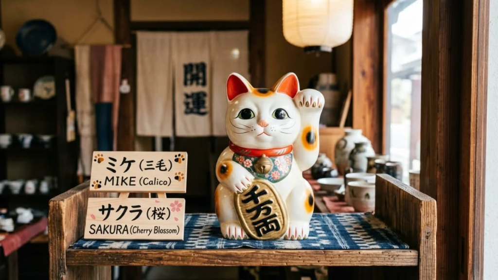 Playful calico cat jumping with a toy