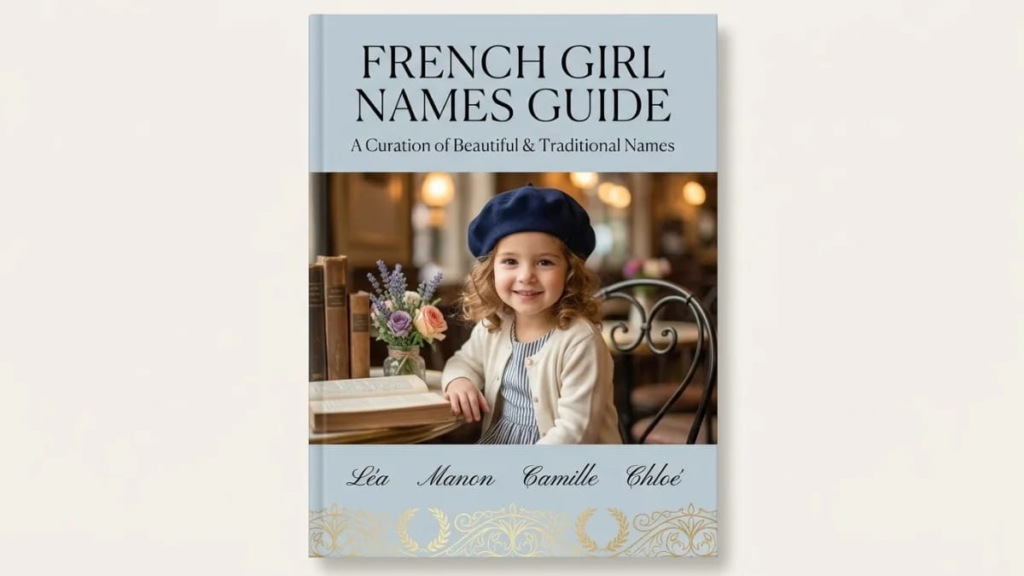Baby girl in a cream romper sitting on a soft blanket, French names for girls