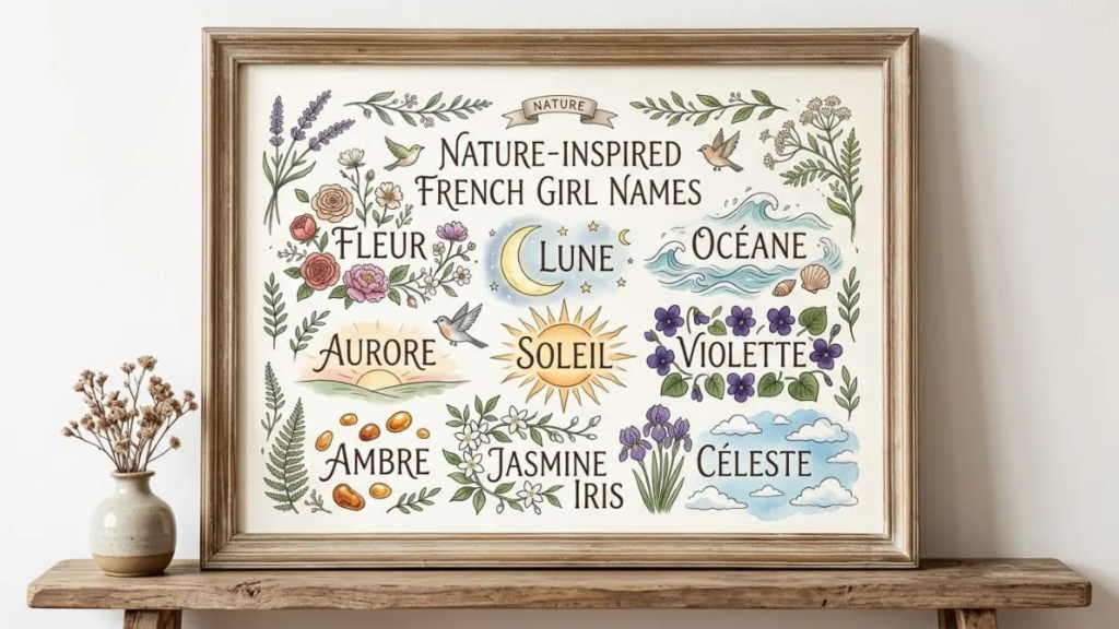 Mother holding a baby girl’s hand near a sunny window, French names for girls