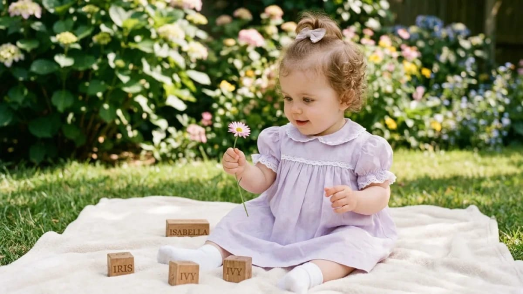 Parents holding a newborn’s hand near a sunny window, names that start with I