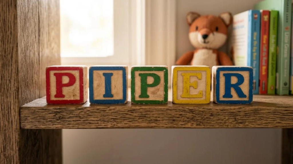 Baby boy in blue overalls sitting on a rug, boy names that start with P