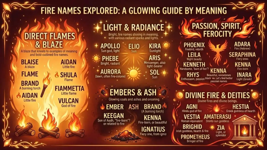 Fantasy artwork of a mage casting flames, inspiration for fire names for characters and gamers