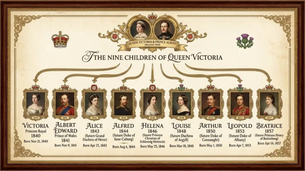 Timeline of Queen Victoria's reign from 1837 to 1901, marking the start of birth registration in England and Wales in 1837