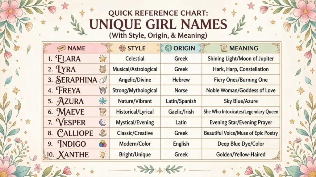Modern & Trendy Unique Girl Names