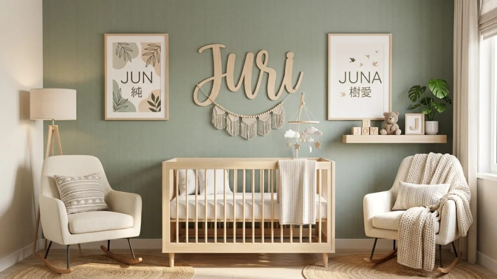 Modern nursery decor representing trendy J girl names.