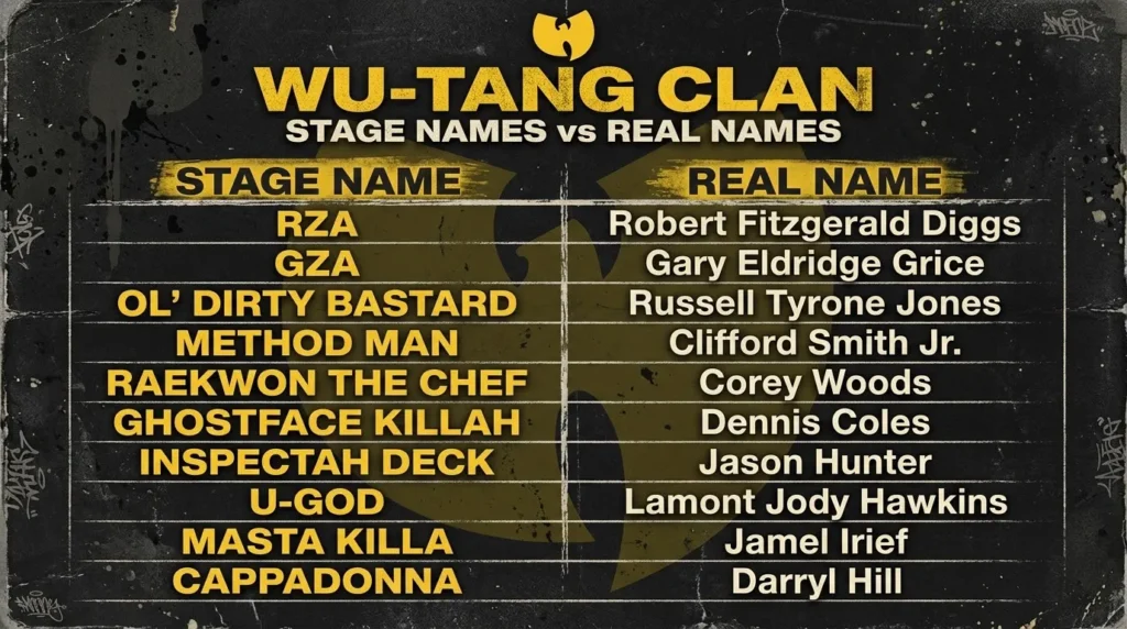 Wu-Tang Clan Members and Their Real Names