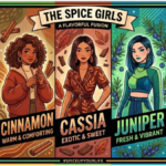Graphic listing five spice girl names: Saffron, Cinnamon, Cassia, Juniper and Pepper